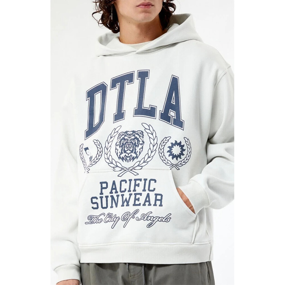 NWT PacSun Men's Size XXL White DTLA Hoodie Los Angeles City of Angels Soft‎